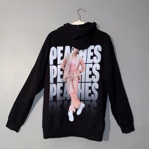 Peaches JUSTIN BIEBER 2022 Tour Black Fleece Oversized Hoodie Medium